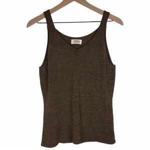 TALBOTS Top Tank Sleeveless Sweater Knit V Neck Stretchy Minimalist Neutral
